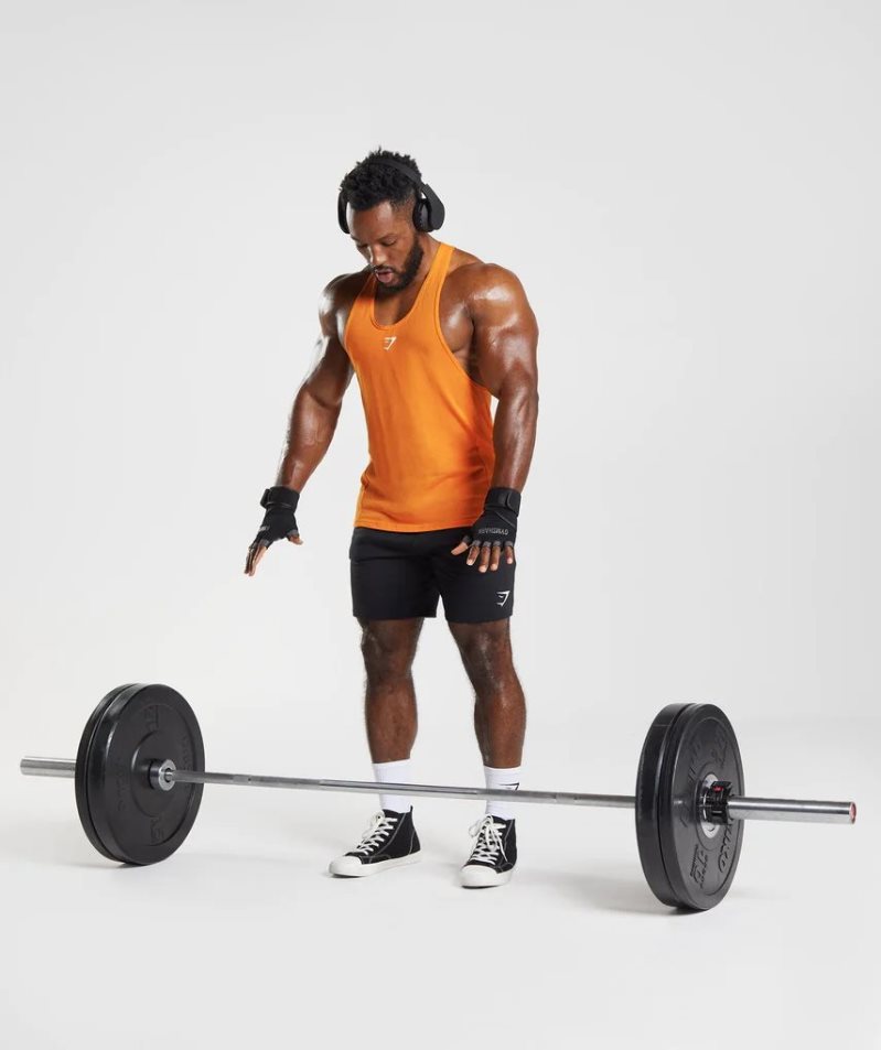 Men's Gymshark React Stringer Tanks Orange | NZ 5CJIPV